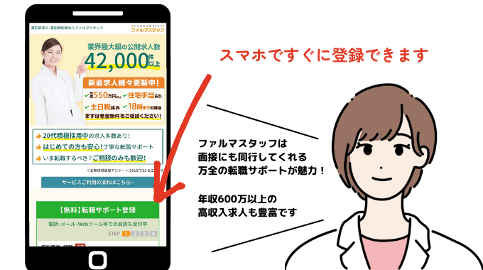 薬剤師転職サイトのおすすめ2つ目は、高収入求人が豊富なファルマスタッフ